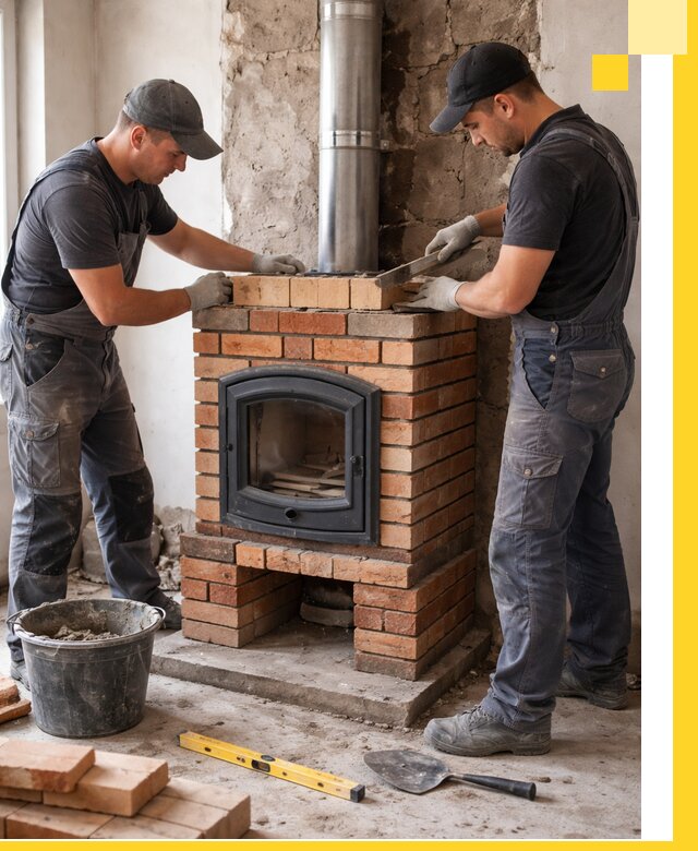 Монтаж печи камина под ключ в Устях-Джегуте с гарантией и пусконаладкой