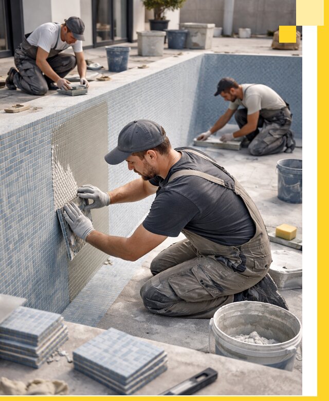 Облицовка бассейнов в Устях-Джегуте плитка мозаика гидроизоляция