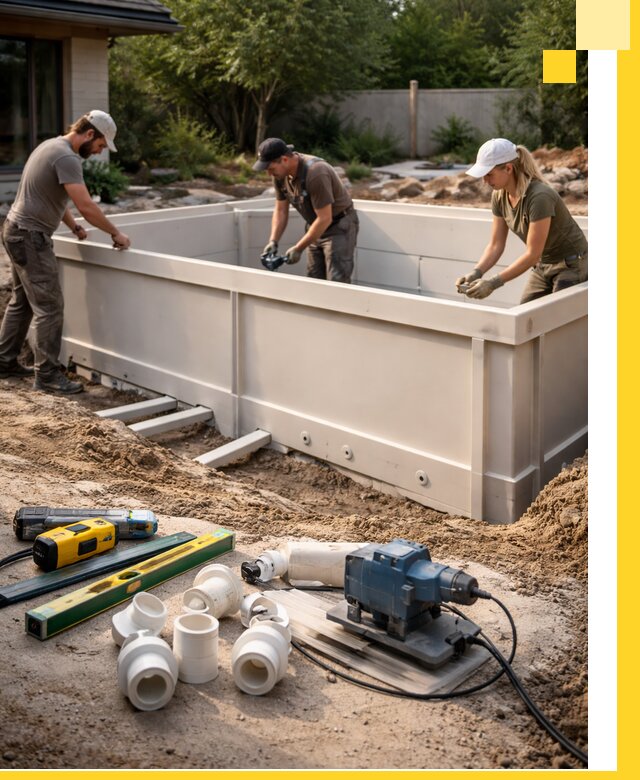 Установка полипропиленовых бассейнов под ключ в Устях-Джегуте