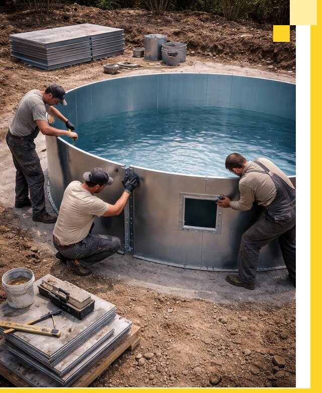 Круглые бассейны под ключ в Устях-Джегуте проектирование и монтаж