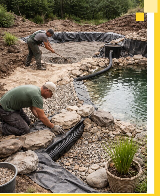 Строительство природных бассейнов и озер в Устях-Джегуте под ключ