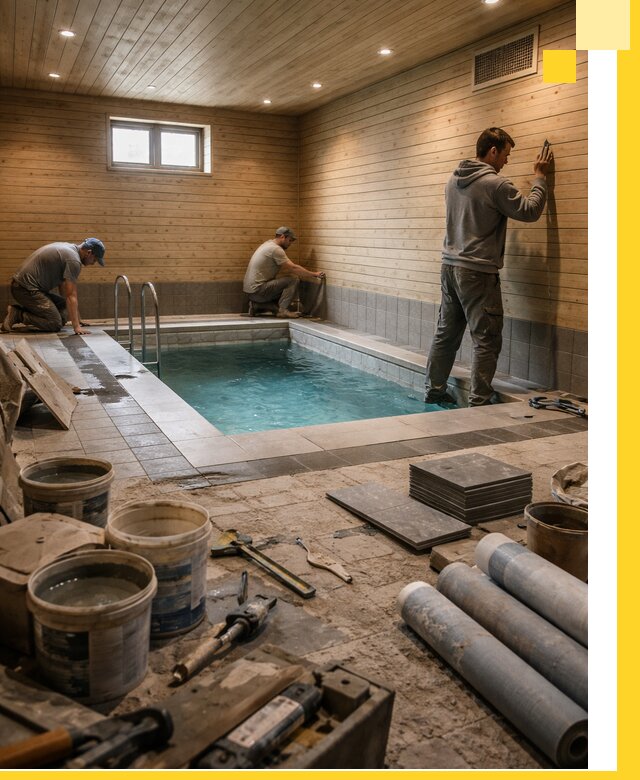 Строительство бани с бассейном и сауной под ключ в Устях-Джегуте