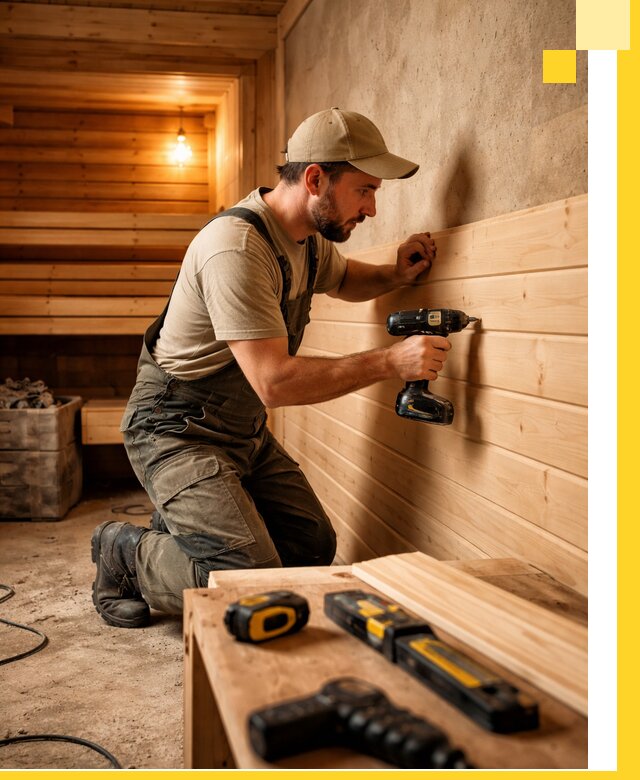 Профессиональная внутренняя отделка бани в Устях-Джегуте под ключ