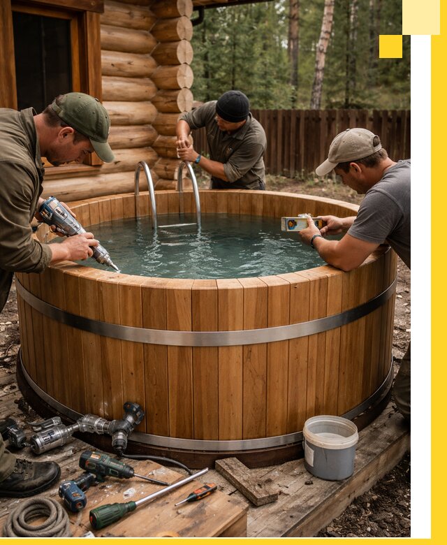 Строительство бань с купелью под ключ и отделкой в Устях-Джегуте