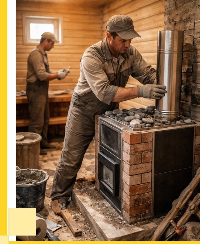 Монтаж печи в бане под ключ в Устях-Джегуте от 20246 р. | ЭриданСтд