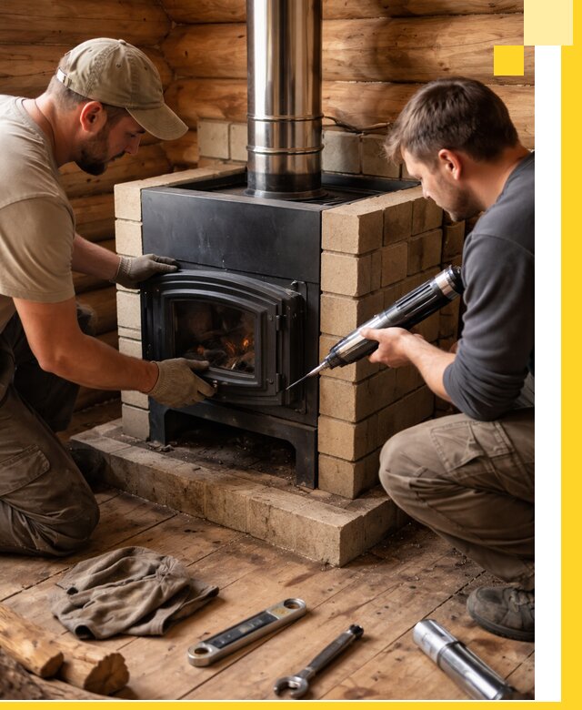 Монтаж и установка печи в бане под ключ с гарантией в Устях-Джегуте