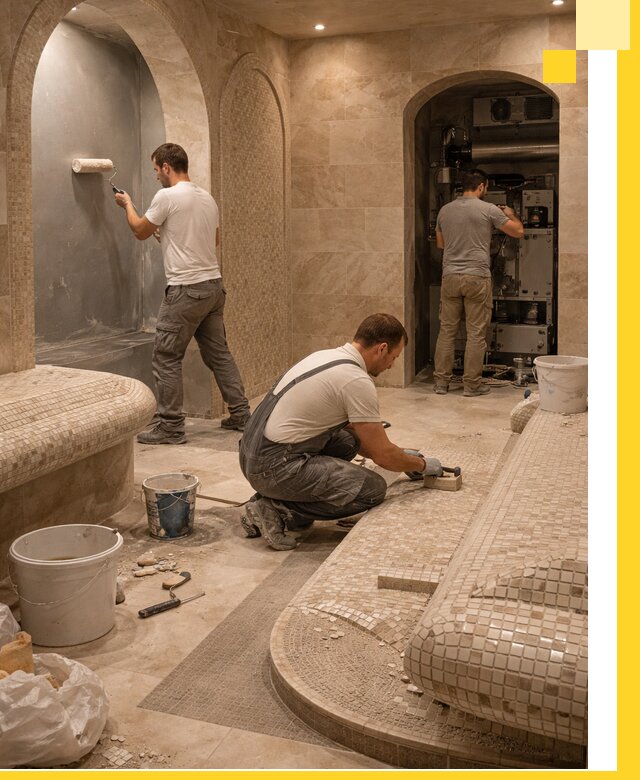 Строительство бани с хамамом и бассейном под ключ в Устях-Джегуте