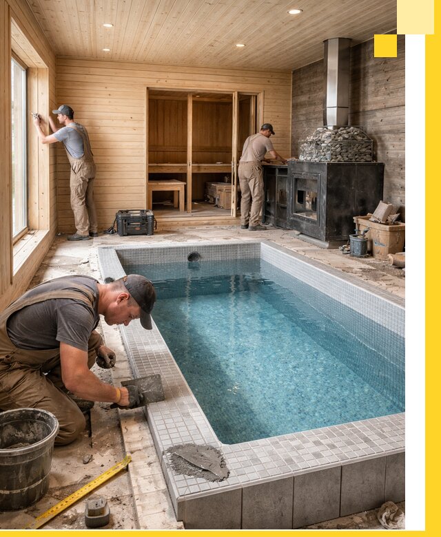 Проект бани с бассейном и сауной в Устях-Джегуте под ключ