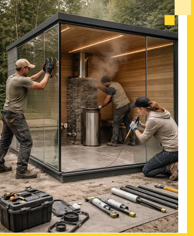 Проектирование и строительство стеклянных бань в Устях-Джегуте