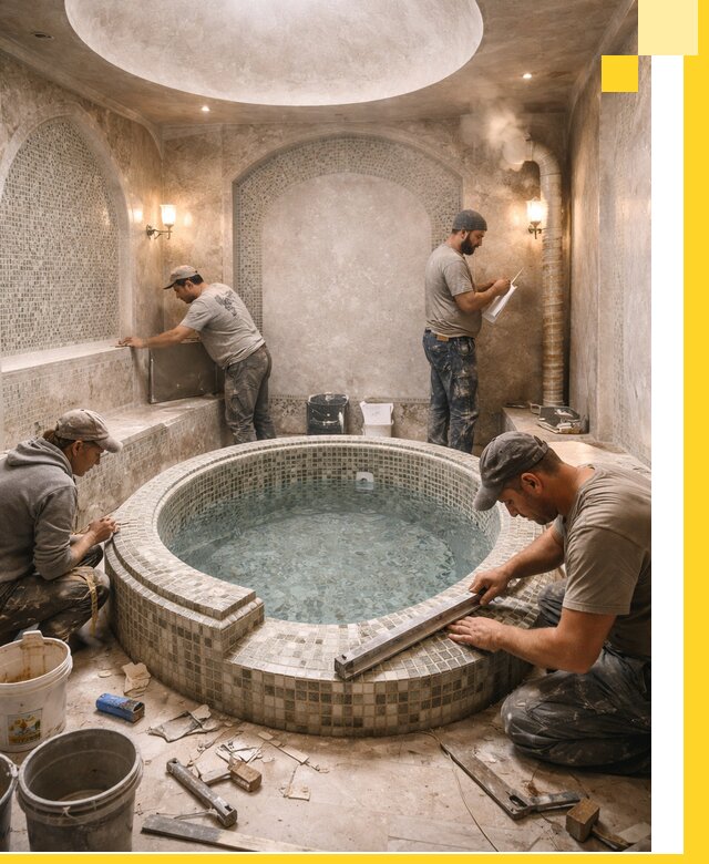 Профессиональное строительство хамама с бассейном в Устях-Джегуте под ключ