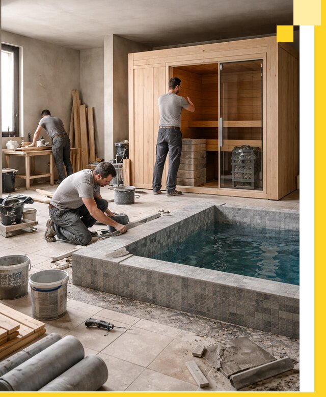 SPA зоны под ключ с бассейном сауной и печью в Устях-Джегуте